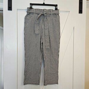 NEW Sincerely Jules Capris Pants Small Black White Checked Gingham Pedal Pusher